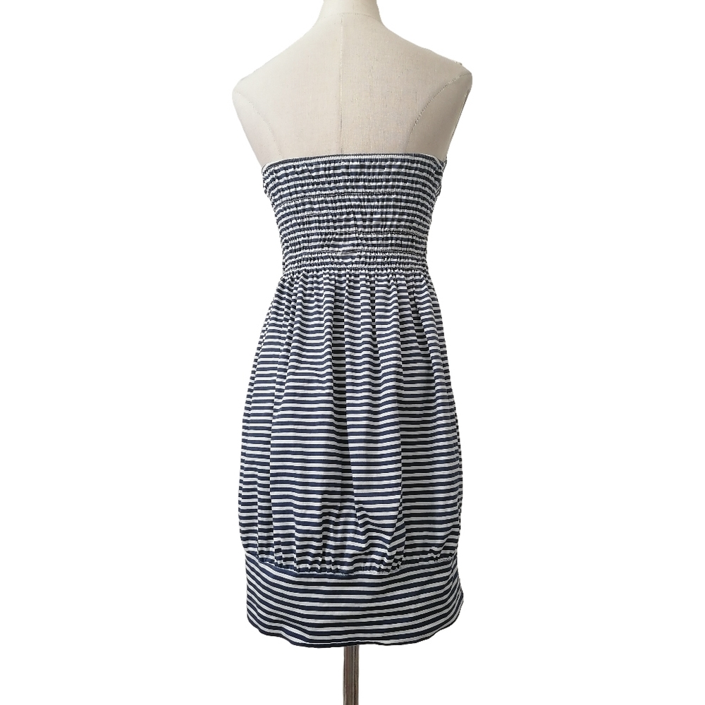 - fits S, blue white stripes thick cotton material  strapless dress - Picture 4 of 6